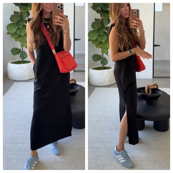 🆕 NWT Black Tee Shirt Maxi Dress Long Tall Pockets Comfy Loose BoHo Pockets 3X - Picture 2 of 5
